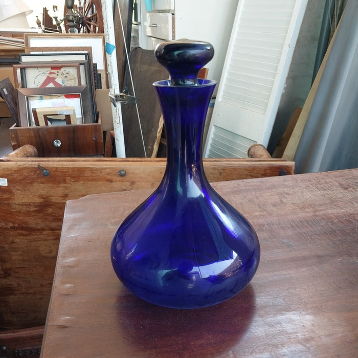 COBALT BLUE GLASS DECANTER