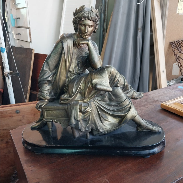 GOLD SPELTER STATUE OF A THINKING MAN