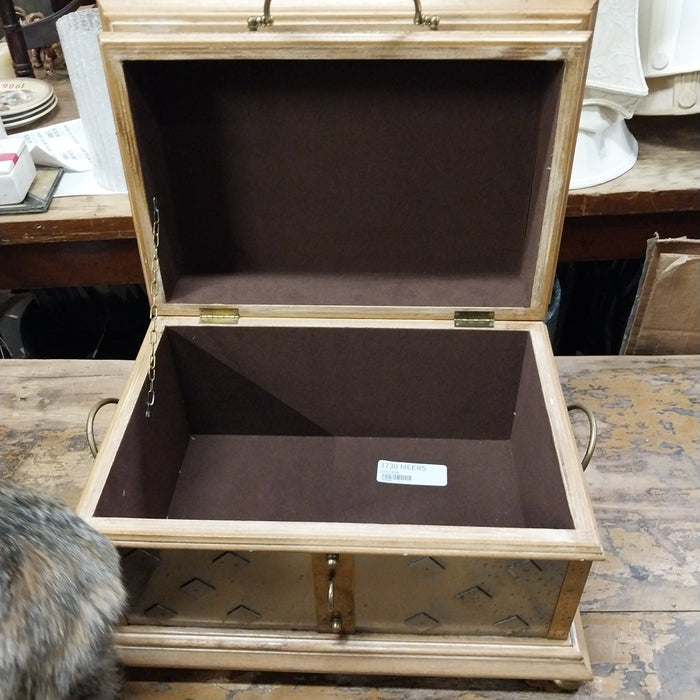 DECORATIVE WOOD BOX WITH METAL OVERLAY