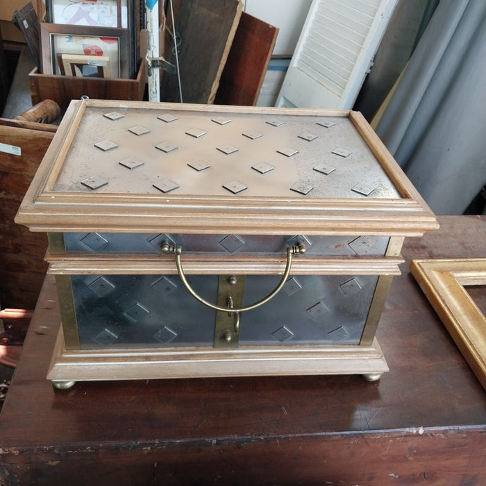 DECORATIVE WOOD BOX WITH METAL OVERLAY