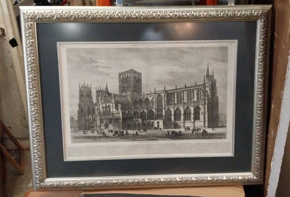 ENGRAVING OF THR MINSTER AT YORK, ENGLAND