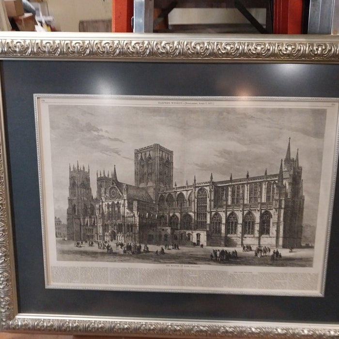 ENGRAVING OF THR MINSTER AT YORK, ENGLAND