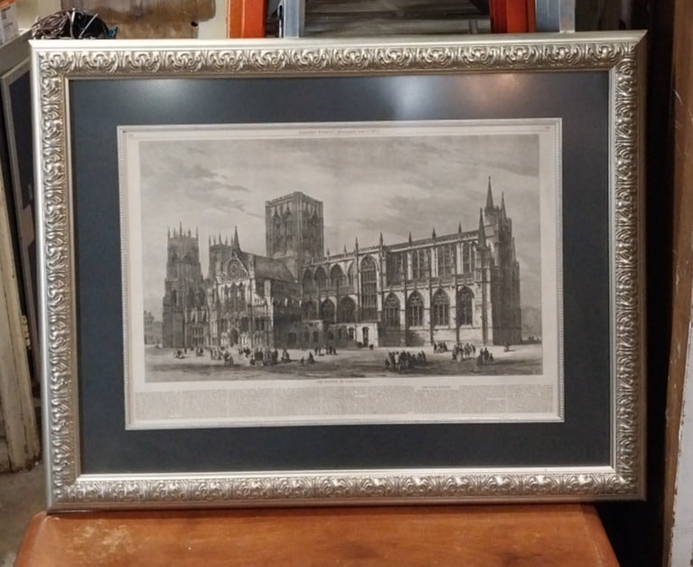 ENGRAVING OF THR MINSTER AT YORK, ENGLAND