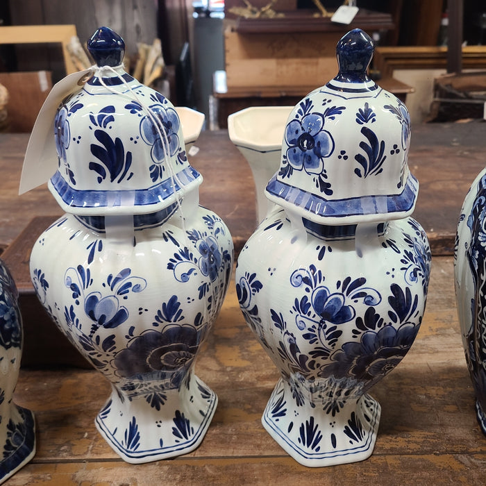 PAIR OF SLENDER DELFT GINGER JARS