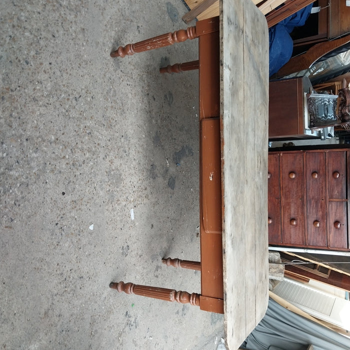 PAINTED PINE WORK TABLE WITH DRAWER AND REEDED LEGS