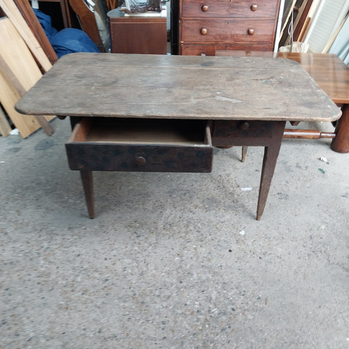 TAPERED LEG RUSTIC WORK TABLE WITH DRAWER