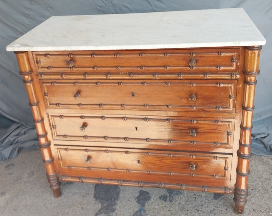 FAUX BAMBOO MARBLE TOP CHEST