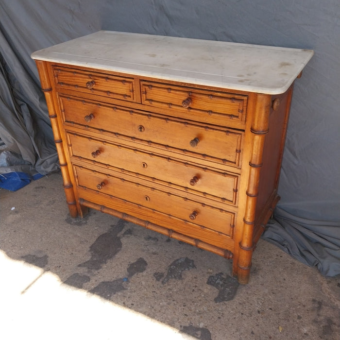 FAUX BAMBOO MARBLE TOP DRESSER