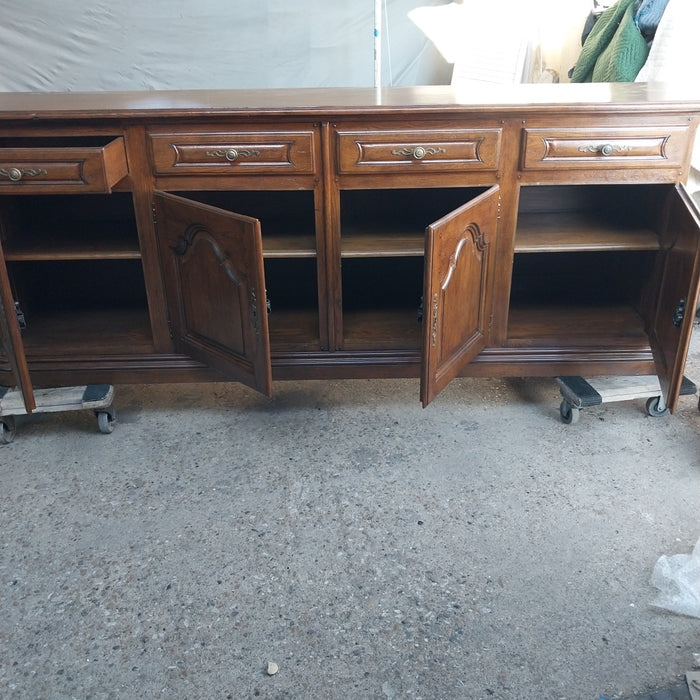 LONG RUSTIC DARK OAK SIDEBOARD WITH ARCHES