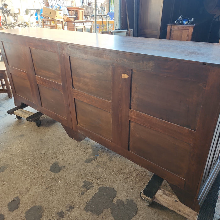 LONG RUSTIC DARK OAK SIDEBOARD WITH ARCHES