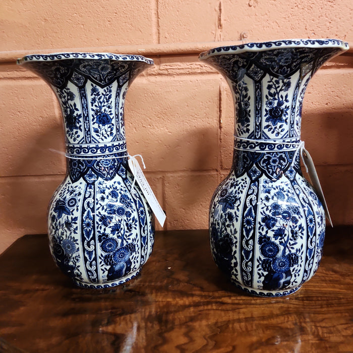 PAIR OF LARGE DELFT VASES