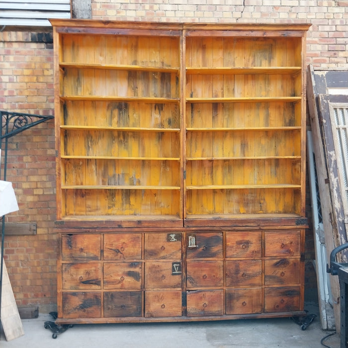 HUGE OPEN FRONT PINE STORE CABINET APOTHECARY CABINET