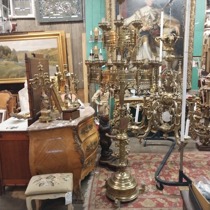 HUGE BRASS GHURCH CANDLEABRA WITH LION FEET