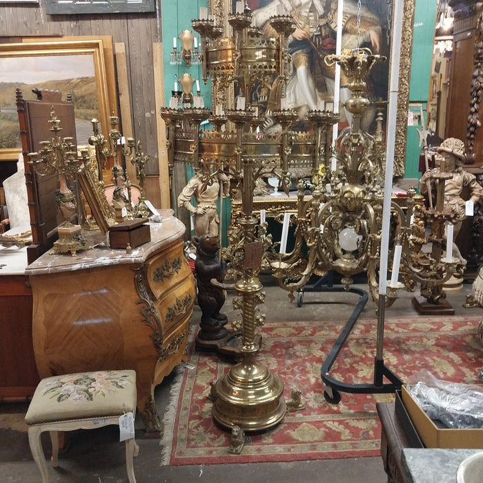 HUGE BRASS GHURCH CANDLEABRA WITH LION FEET