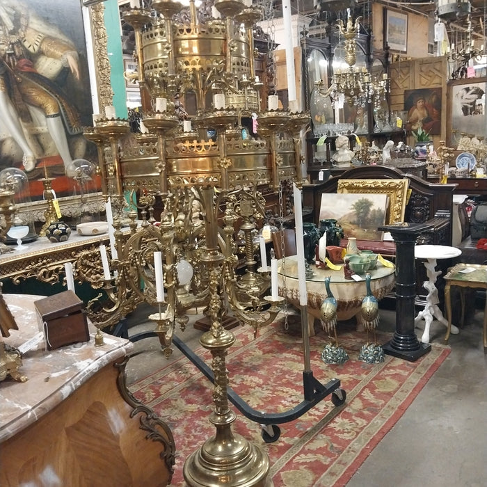 HUGE BRASS GHURCH CANDLEABRA WITH LION FEET