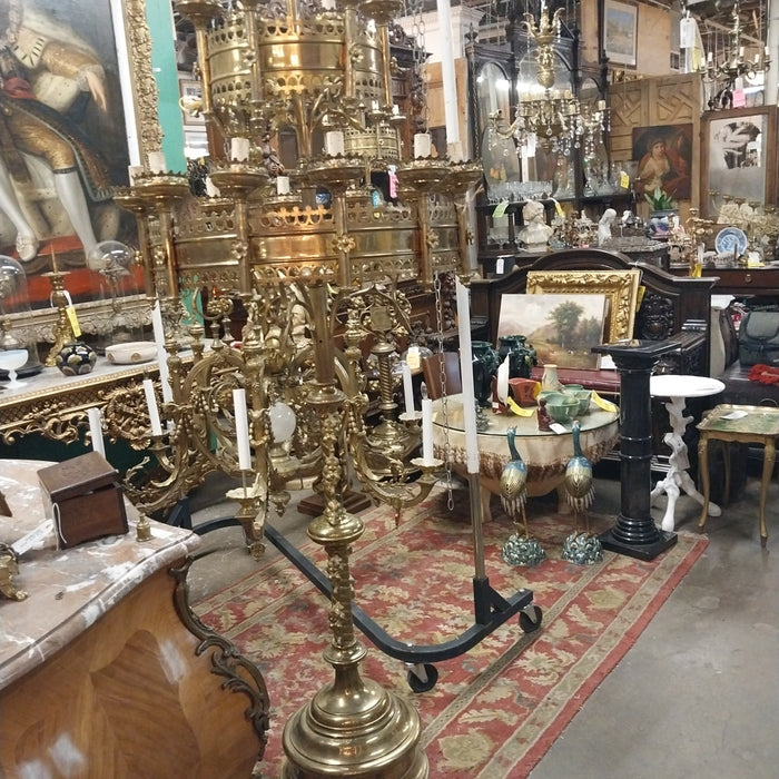 HUGE BRASS GHURCH CANDLEABRA WITH LION FEET