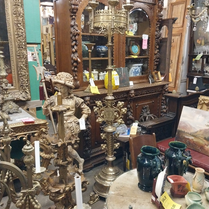 LARGE SLENDAR BRASS CHURCH CANDLEABRA WITH LIONS FEET