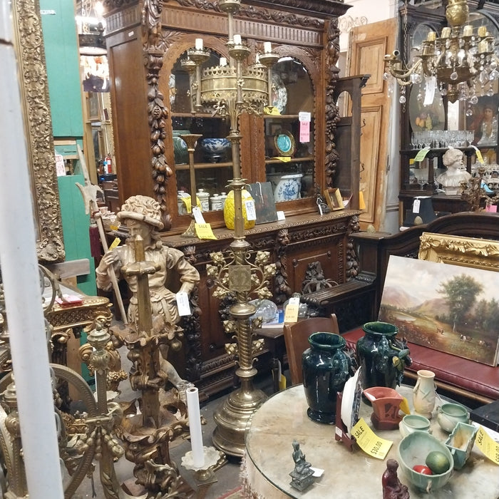 LARGE SLENDAR BRASS CHURCH CANDLEABRA WITH LIONS FEET