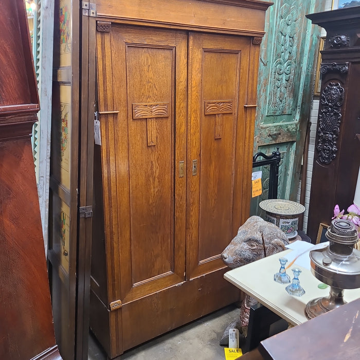 NOUVEAU DUTCH OAK WARDROBE AS FOUND