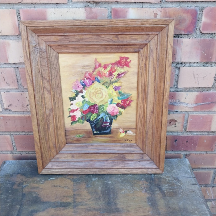 FLORAL STILL LIFE SMALL OAK FRAME