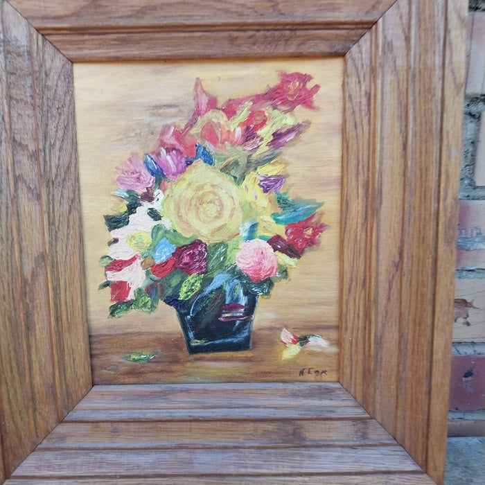 FLORAL STILL LIFE SMALL OAK FRAME