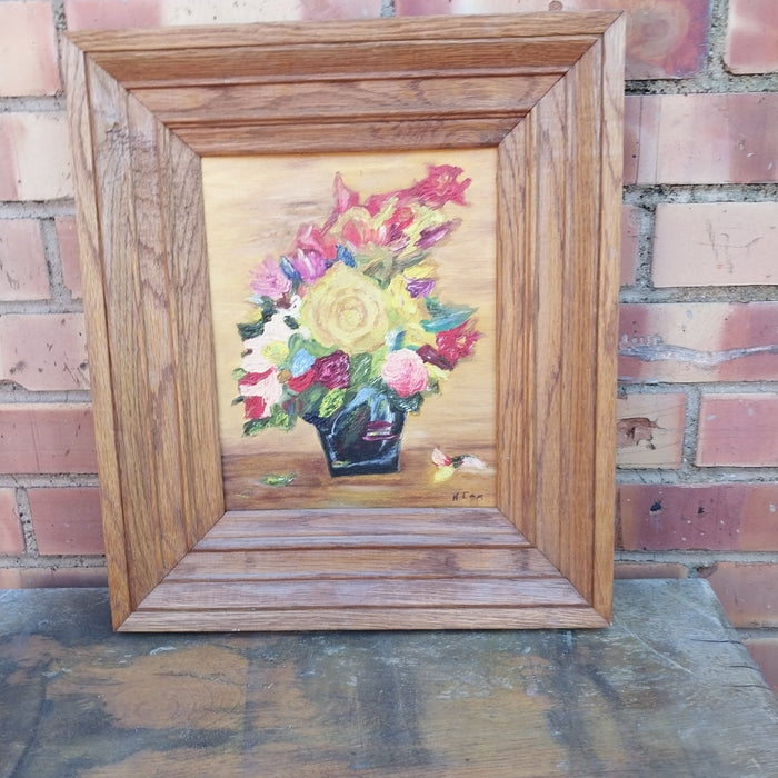 FLORAL STILL LIFE SMALL OAK FRAME