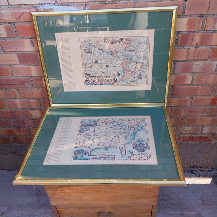 PAIR OF FRAMED MAPS FROM BOOKS