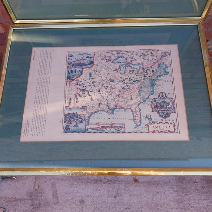 PAIR OF FRAMED MAPS FROM BOOKS