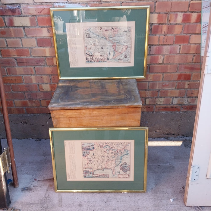 PAIR OF FRAMED MAPS FROM BOOKS
