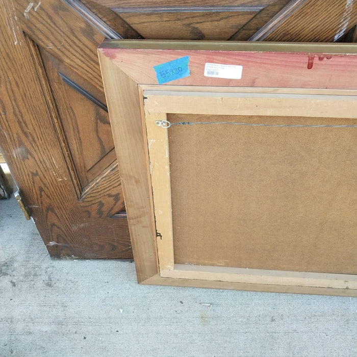 MEADOW W/TREES PAINT ON BOARD-AS FOUND