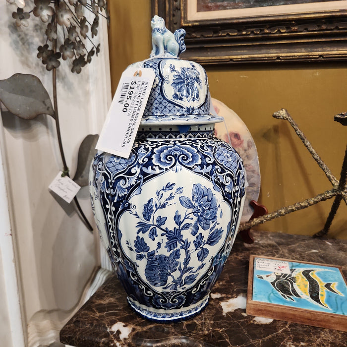 SINGLE LARGE ROYAL SPHINX BLUE DELFT LIDDED GINGER JAR CHIP INSIDE LID