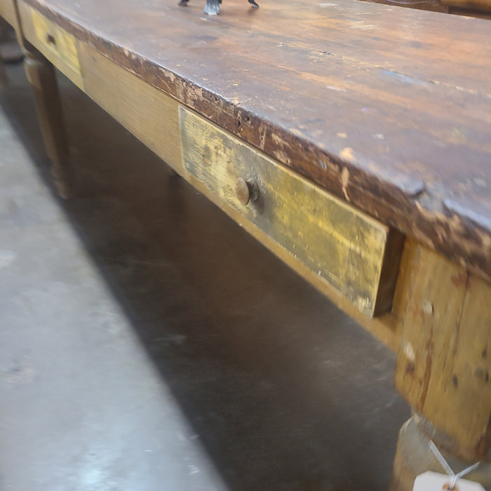 PAINTED GENERAL STORE TABLE WITH TAPERED OCTAGONAL LEGS