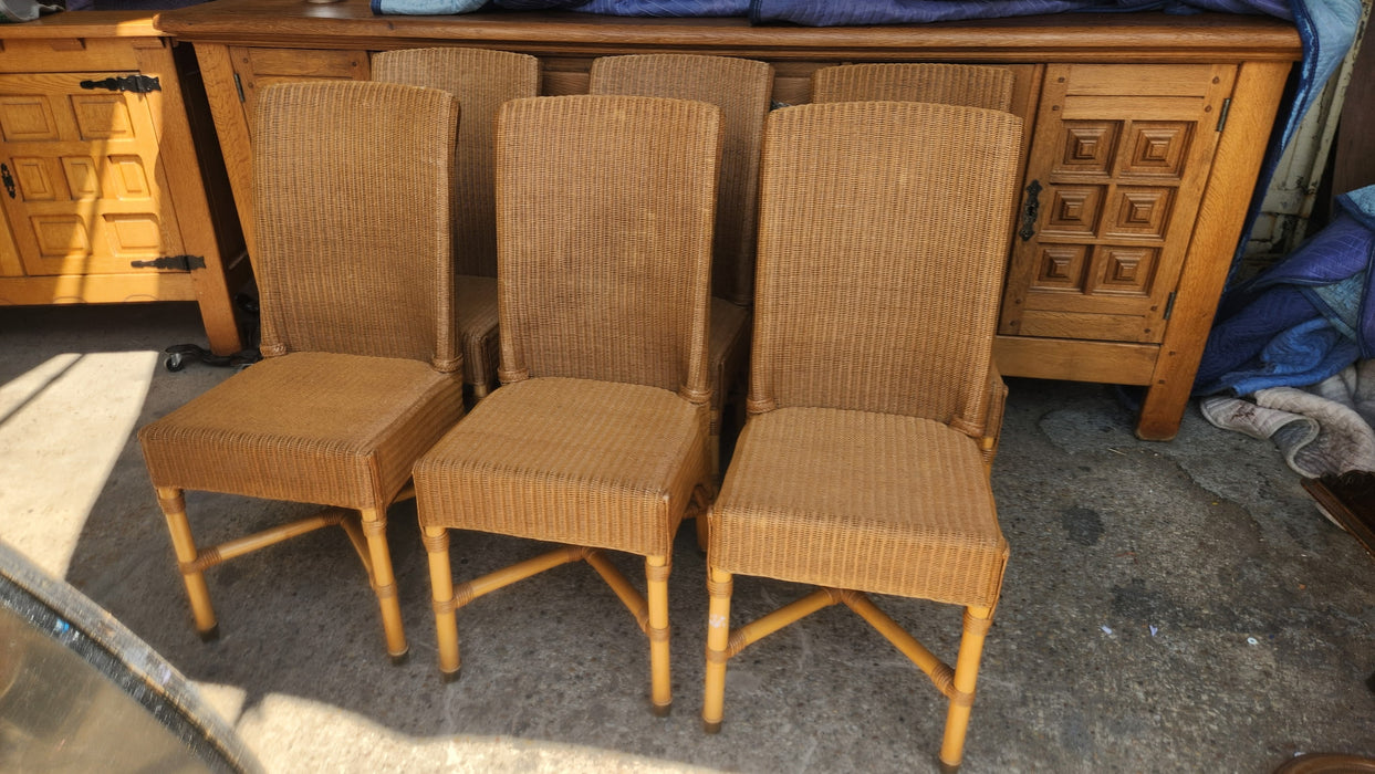 SET OF 6 NATURAL WICKER TALL BACK CHAIRS