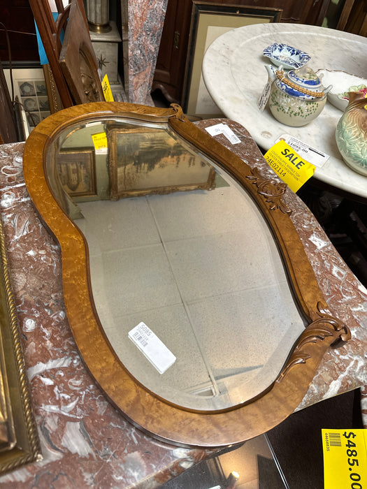 SMALL SHAPED BIRD'S EYE MAPLE BEVELED MIRROR