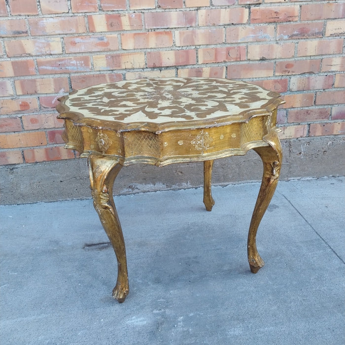 SCALLOPED TOP GOLD FLORENTINE COFFEE TABLE