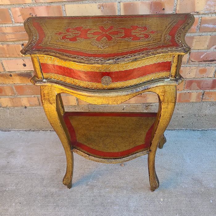 SMALL FLORENTINE SIDE TABLE WITH DRAWER