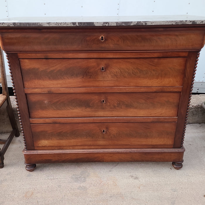 GREY MARBLE TOP LOUIS PHILIPPE CHEST