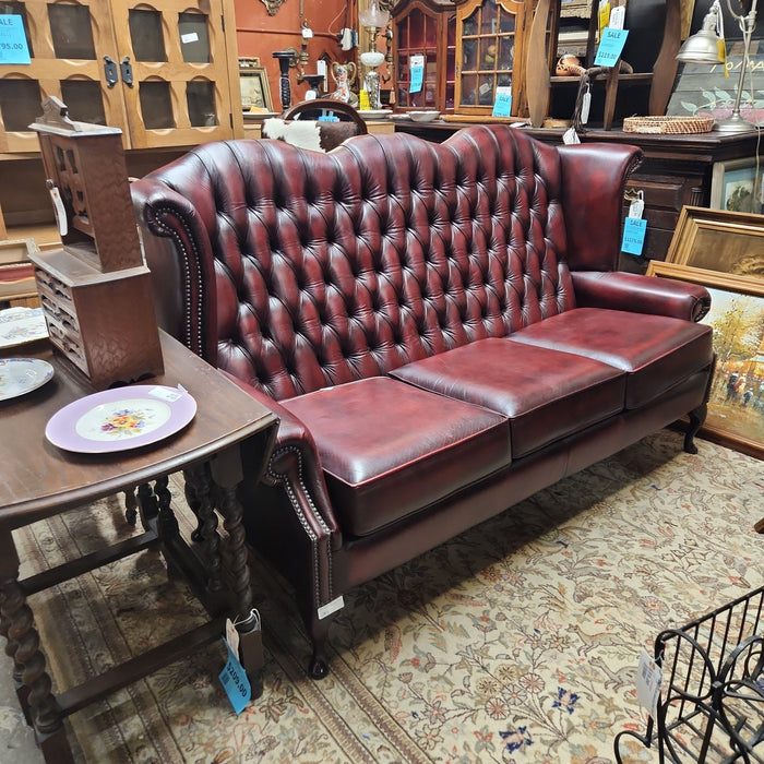 OXBLOOD LEATHER CHESTERFIELD HIGH BACK SOFA