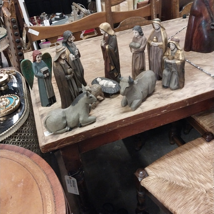 CARVED WOOD NATIVITY SCENE
