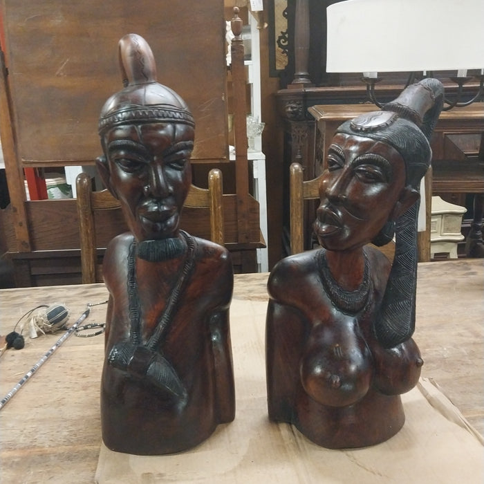 PAIR EXOTIC HARDWOOD AFRICAN TRIBAL COUPLE