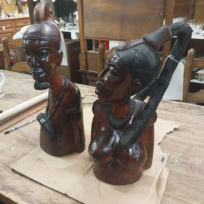 PAIR EXOTIC HARDWOOD AFRICAN TRIBAL COUPLE
