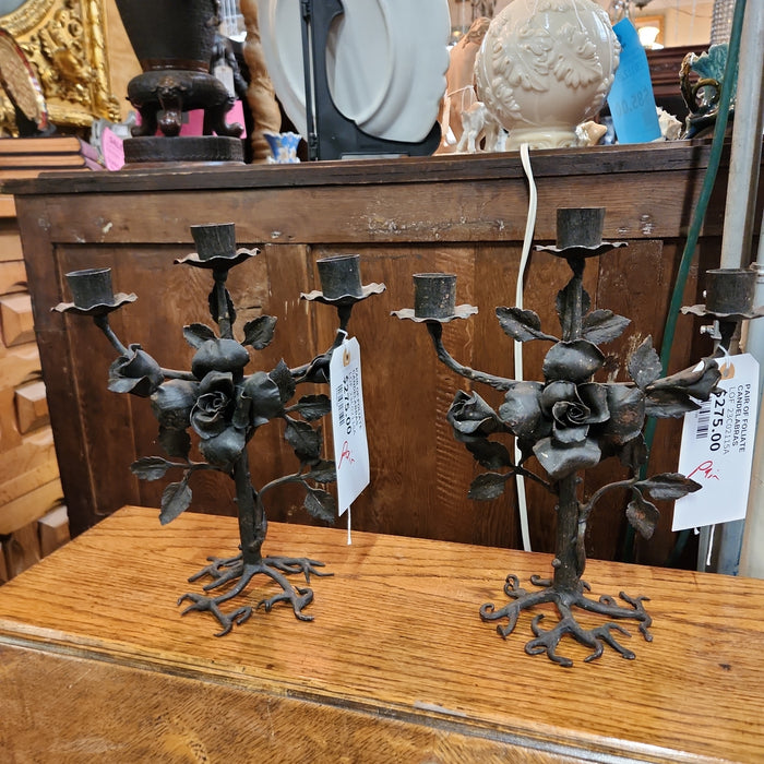 PAIR OF FOLIATE CANDELABRAS