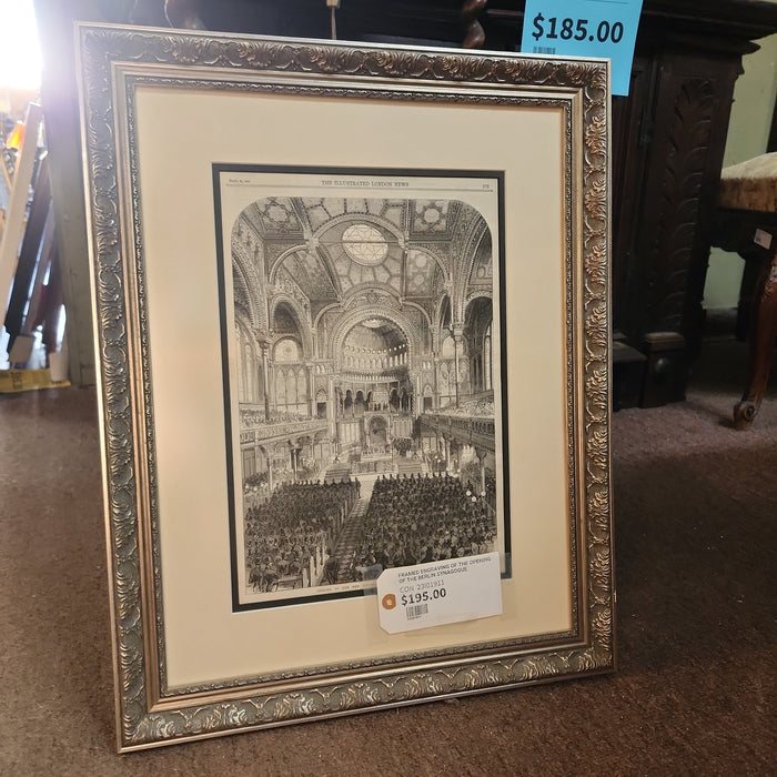 FRAMED ENGRAVING OF THE OPENING OF THE BERLIN SYNAGOGUE
