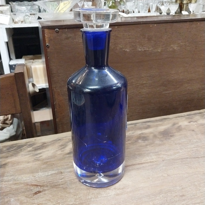 BLUE BOTTLE WITH STOPPER AS FOUND