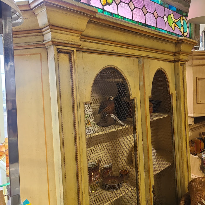 ITALIAN 2 DOOR OCHRE COLOR BOOKCASE