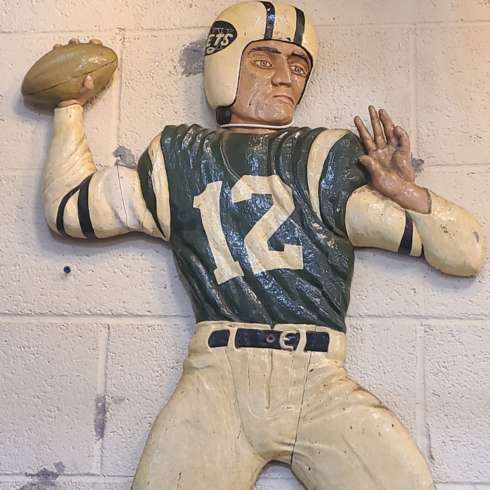 CARVED WOOD FOOTBALL PLAYER