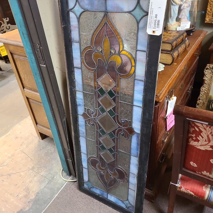 STAINED GLASS WINDOW WITH DIAMONDS AND JEWELS