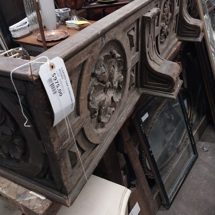 CARVED OAK SURROUND WITH ROSES