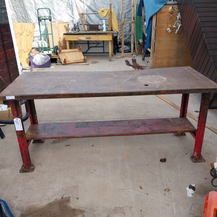 RED IRON INDUSTRIAL TABLE