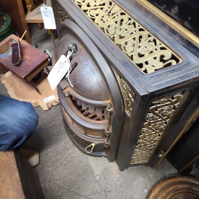 CAST IRON AND BRASS HEATER AS FOUND